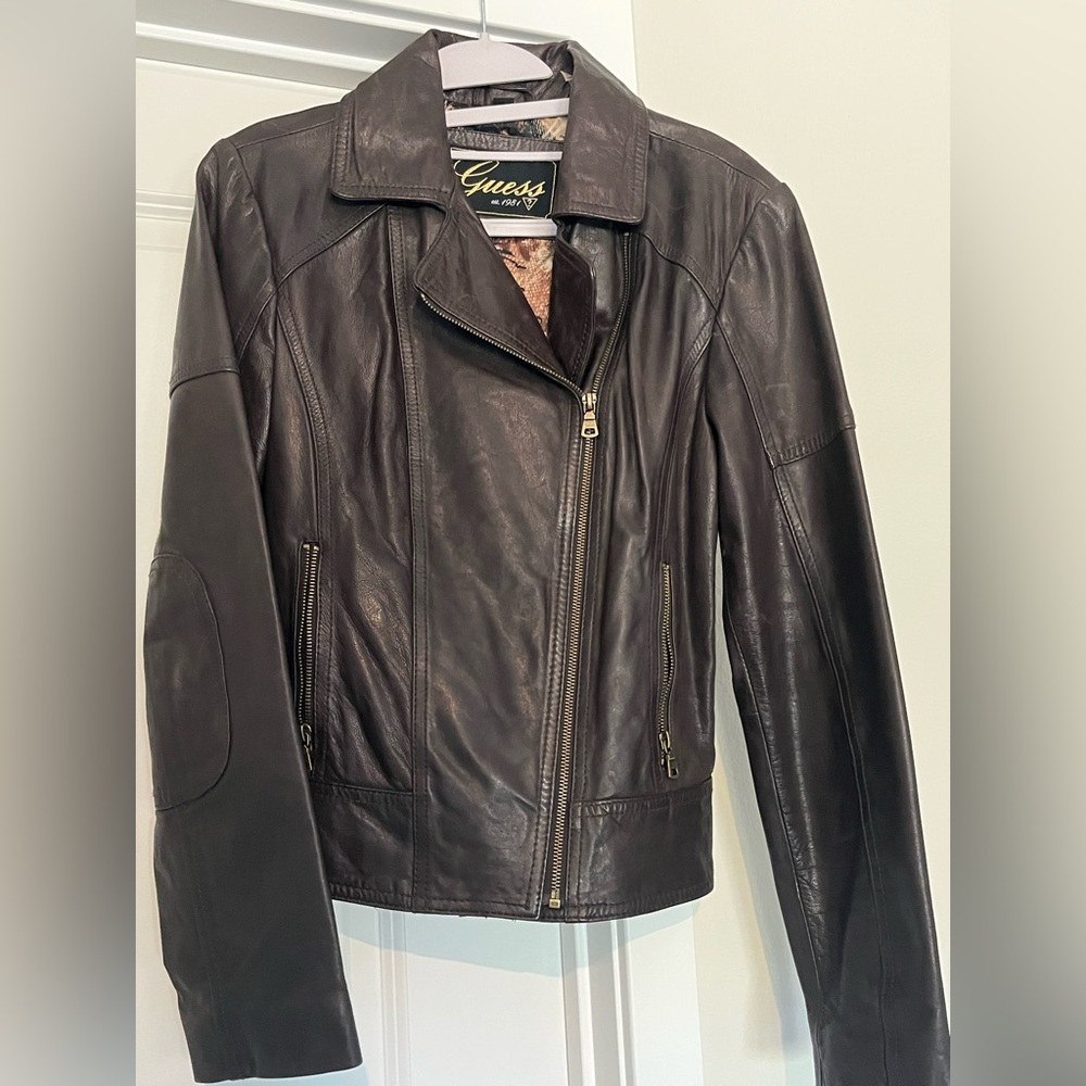 Guess Dark Brown Leather Jacket